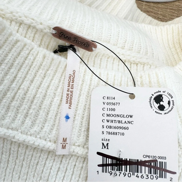 Free People Easy Street Crop Pullover Sweater Oversized Rib Crewneck Moonglow - Picture 5 of 13